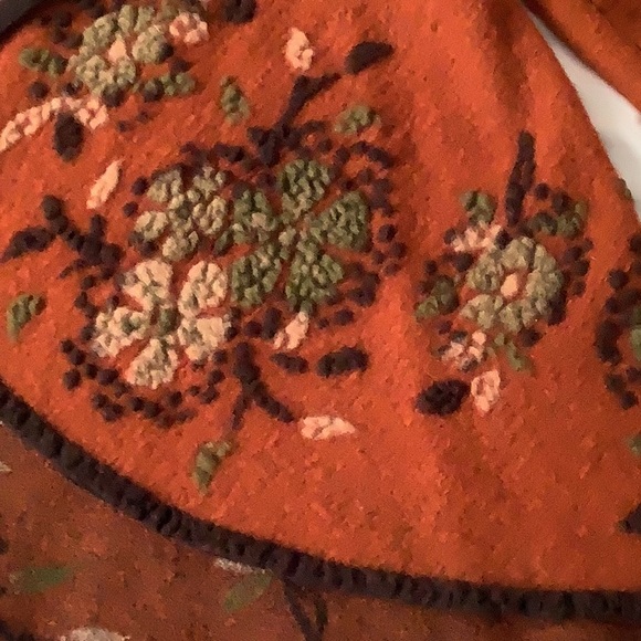 Rust and Black Floral Embroidered Wool Blend Jacket - Picture 5 of 12